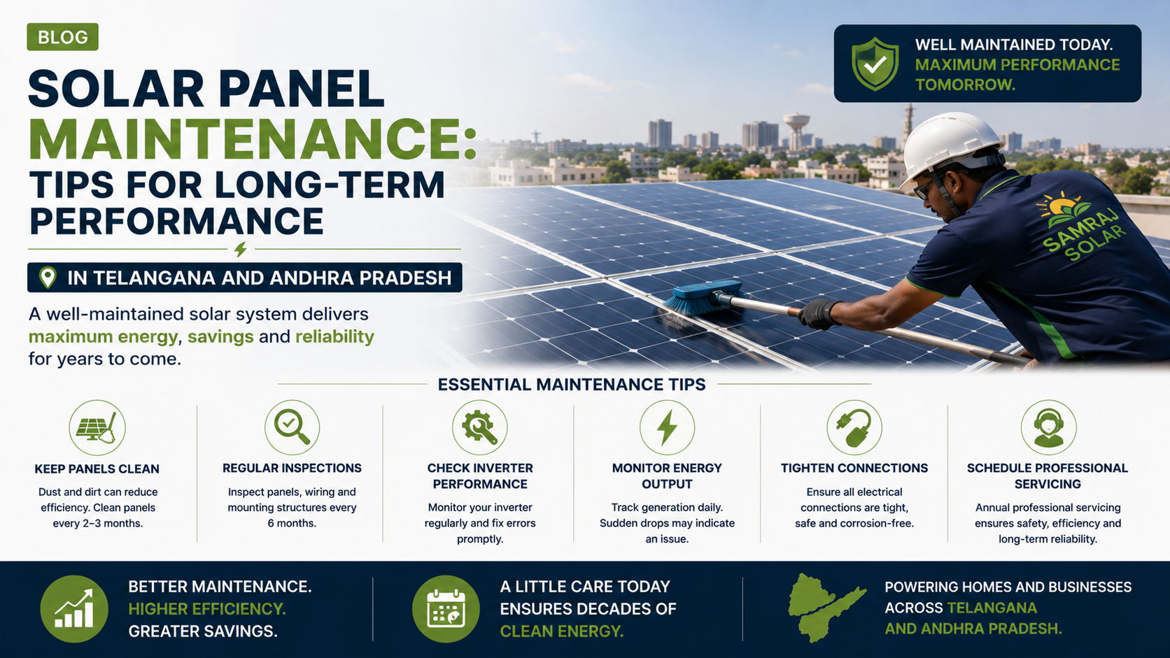 Solar Panel Maintenance: Tips for Long-Term Performance in Telangana and Andhra Pradesh