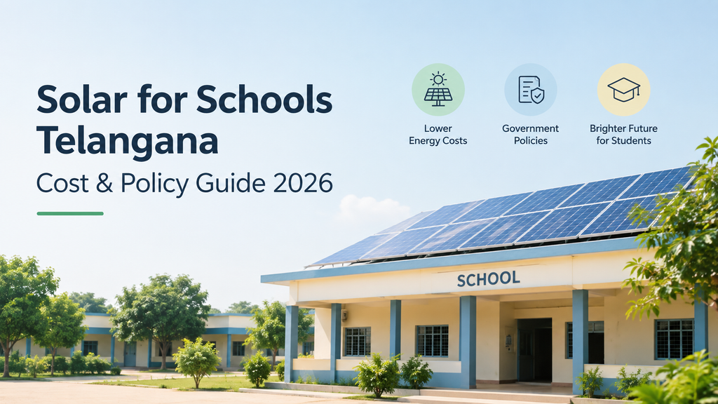 Solar panels installed on a Telangana school building, illustrating the cost and policy guide for solar energy in schools in 2026.